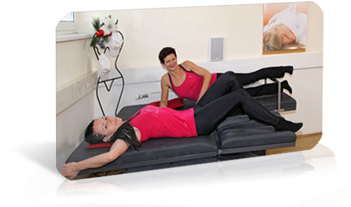 Fitness Training mit 'Slender You' Bewegungstischen.