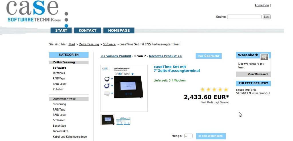 Zeiterfassung und Zutrittskontrolle von CASE Softwaretechnik GmbH